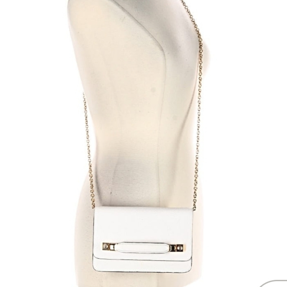 Henri Bendel Elegant White Leather Clutch Crossbody Woc Chain Purse